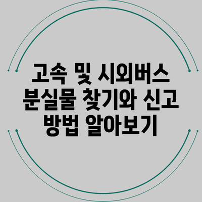 고속 및 시외버스 분실물 찾기와 신고 방법 알아보기