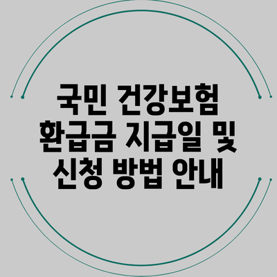 국민 건강보험 환급금 지급일 및 신청 방법 안내