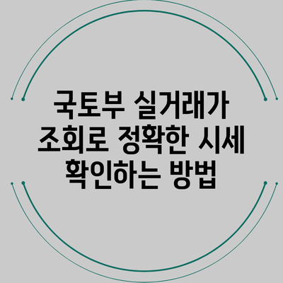 국토부 실거래가 조회로 정확한 시세 확인하는 방법