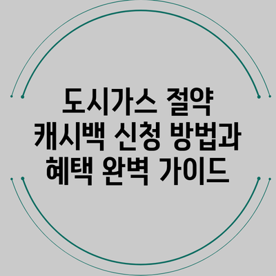 도시가스 절약 캐시백 신청 방법과 혜택 완벽 가이드