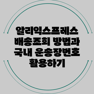 알리익스프레스 배송조회 방법과 국내 운송장번호 활용하기