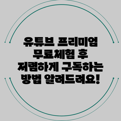 유튜브 프리미엄 무료체험 후 저렴하게 구독하는 방법 알려드려요!