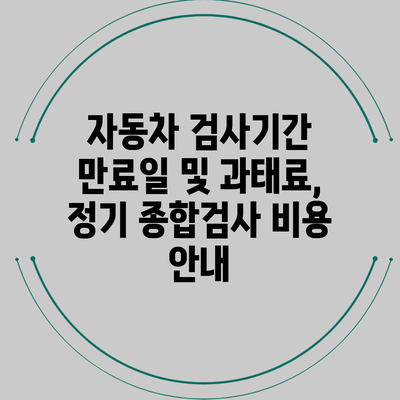자동차 검사기간 만료일 및 과태료, 정기 종합검사 비용 안내