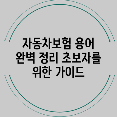 자동차보험 용어 완벽 정리: 초보자를 위한 가이드