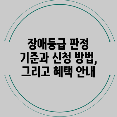 장애등급 판정 기준과 신청 방법, 그리고 혜택 안내