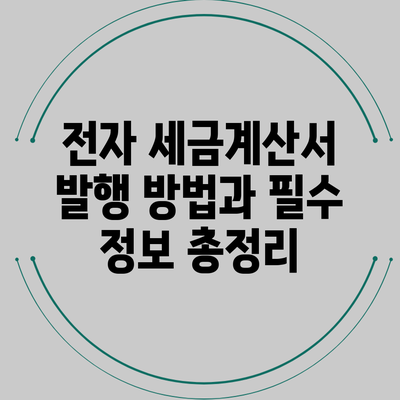 전자 세금계산서 발행 방법과 필수 정보 총정리