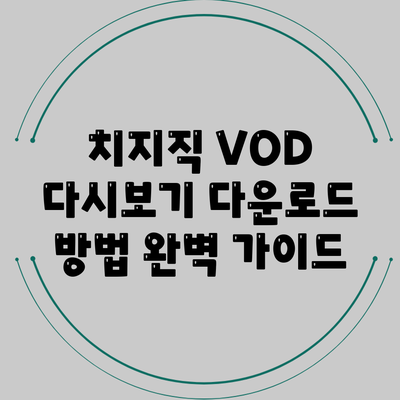 치지직 VOD 다시보기 다운로드 방법 완벽 가이드