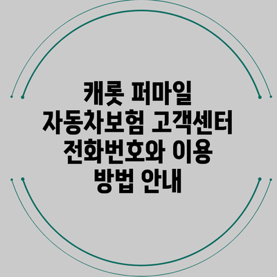 캐롯 퍼마일 자동차보험 고객센터 전화번호와 이용 방법 안내