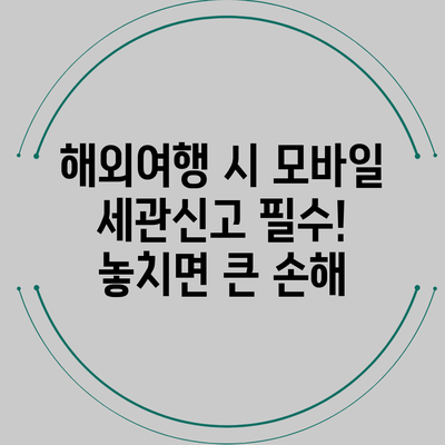 해외여행 시 모바일 세관신고 필수! 놓치면 큰 손해