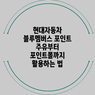 현대자동차 블루멤버스 포인트: 주유부터 포인트몰까지 활용하는 법